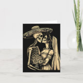 Dia De Muertos Sugar Skull Couple Skeleton Bride W Kaart (Voorkant)