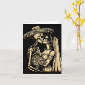 Dia De Muertos Sugar Skull Couple Skeleton Bride W Kaart (Gele Bloem)