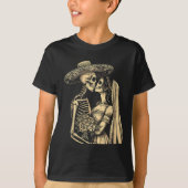 Dia De Muertos Sugar Skull Couple Skeleton Bride W T-shirt (Voorkant)