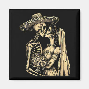 Dia De Muertos Suiker Skull Koppel Skelet Bruid W Magneet