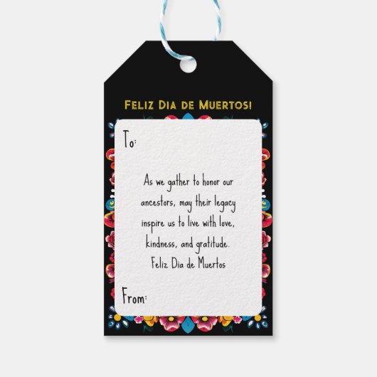 Dia de Muertos Suikerschedel Cadeaulabel (Achterkant)