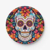 Dia de Muertos☠️ Suikerschedel Papieren Bordje (Voorkant)