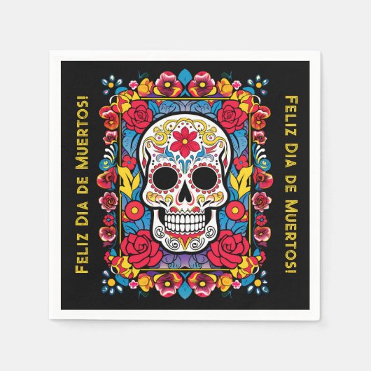 Dia de Muertos Suikerschedel Servet (Voorkant)