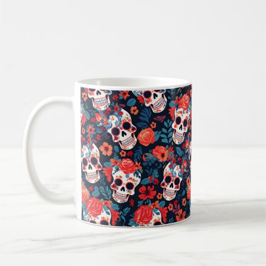 Día de Muertos, suikerschedels Koffiemok (Links)