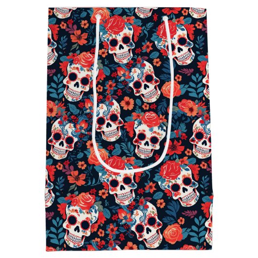 💀Día de Muertos, suikerschedels Medium Cadeauzakje (Achterkant)