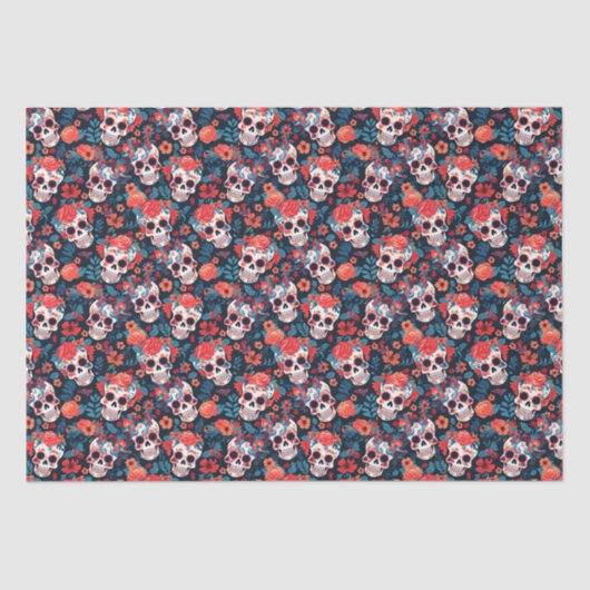 💀Día de Muertos, suikerschedels Tissuepapier (Voorkant)