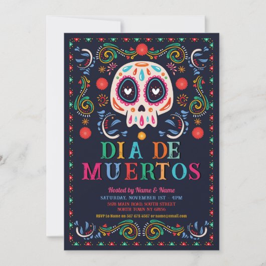Dia De Muertos Verjaardagsfeest Fiesta Mexicaanse  Kaart (Voorkant)