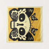 Día de Muertos Vlinders Houtsnede 1 Wandkleed (Voorkant (horizontaal))
