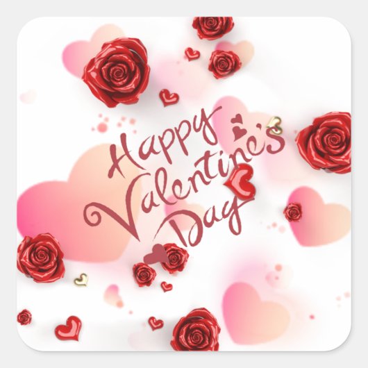 día de San Valentín con rosas  Vierkante Sticker (Voorkant)