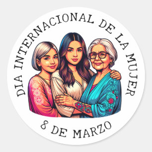 Día Internacional de la Mujer   Vrouwendag Ronde Sticker