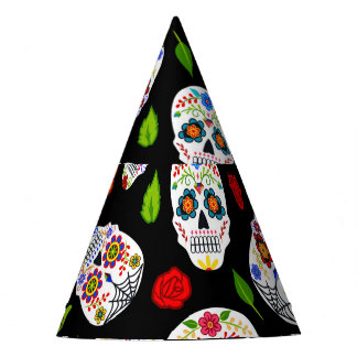 Dia Los Muertos: suikerschedels patroon. Feesthoedjes