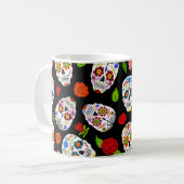 Dia Los Muertos: suikerschedels patroon. Koffiemok (Voorkant links)
