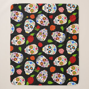 Dia Los Muertos: suikerschedels patroon. Sherpa Deken