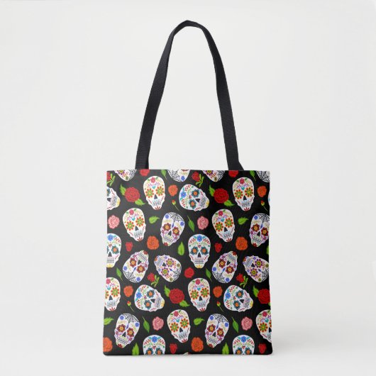 Dia Los Muertos: suikerschedels patroon. Tote Bag (Voorkant)