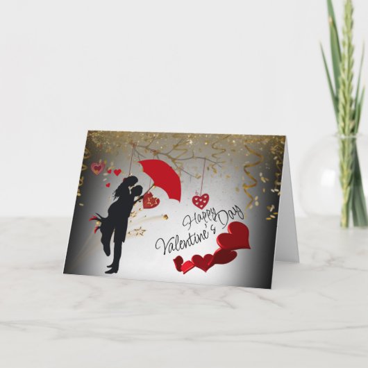 día San Valentín de pareja y corazones  Feestdagen Kaart (Voorkant)