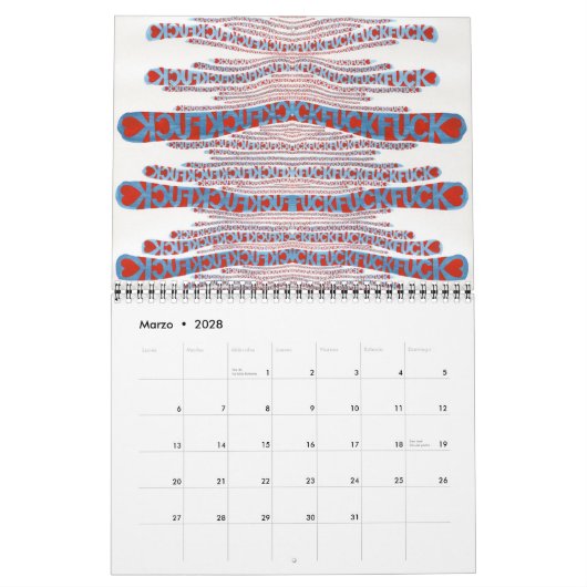 Día tras día kalender (Mar 2028)