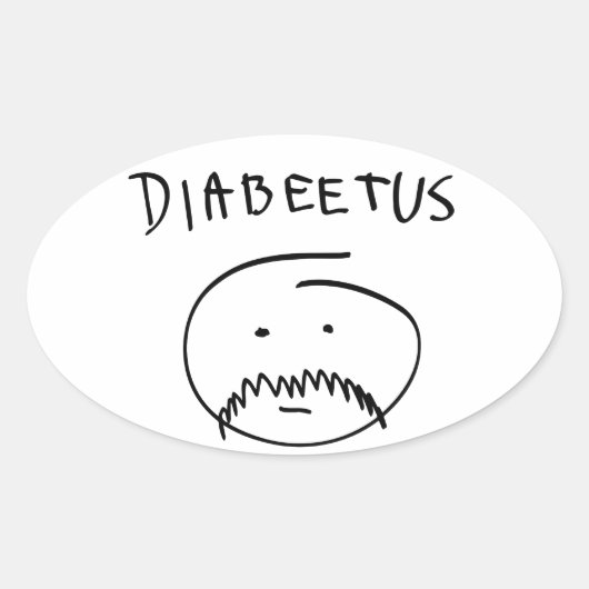 Diabeetus (schetsversie) ovale sticker (Voorkant)