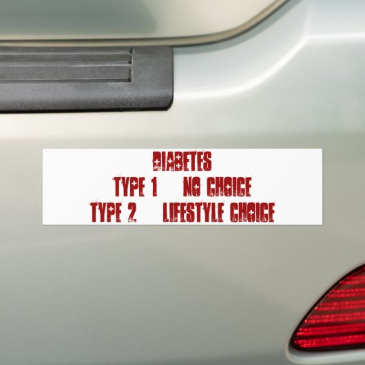 Diabetes 1 versus 2 bumpersticker (Op auto)