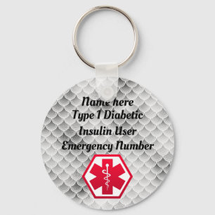 Diabetes Alarm Gepersonaliseerde Type 1 of 2 Sleutelhanger