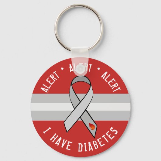 Diabetes Alert Sleutelhanger Awareness Ribbon (Voorkant)