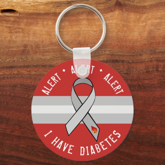 Diabetes Alert Sleutelhanger Awareness Ribbon (Voorkant)