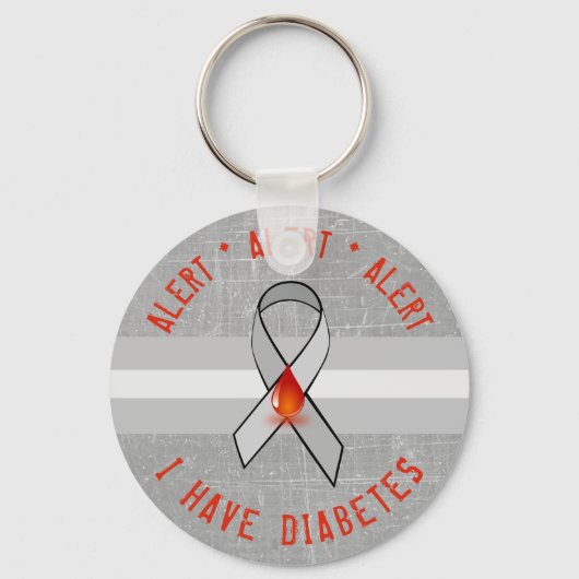 Diabetes Alert Sleutelhanger Awareness Ribbon (Voorkant)