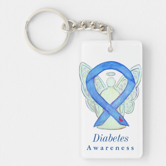 Diabetes Angel Awareness Ribbon Custom Sleutelhang Sleutelhanger (Voorkant)