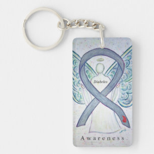 Diabetes Angel Awareness Ribbon Sleutelhanger
