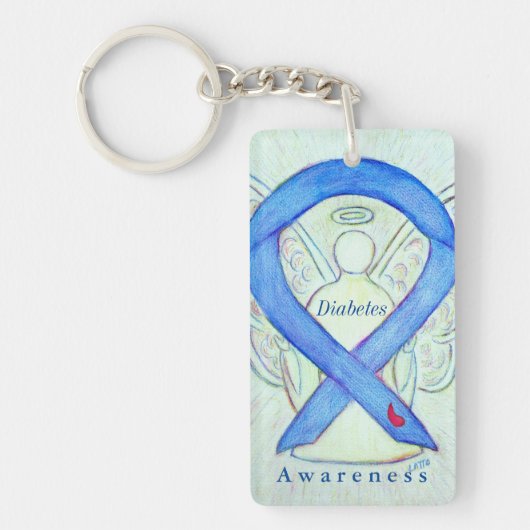 Diabetes Angel Awareness Ribbon Sleutelhanger (Voorkant)