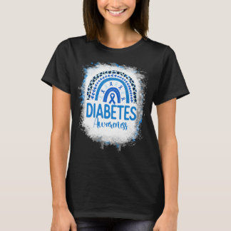 Diabetes Awareness Bleaching Rainbow Blue Ribbon 1 T-shirt