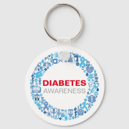 Diabetes Awareness blue circle with symbols Sleutelhanger