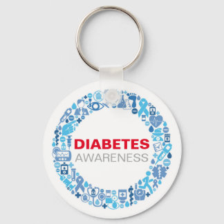 Diabetes Awareness blue circle with symbols Sleutelhanger