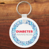 Diabetes Awareness blue circle with symbols Sleutelhanger (Voorkant)