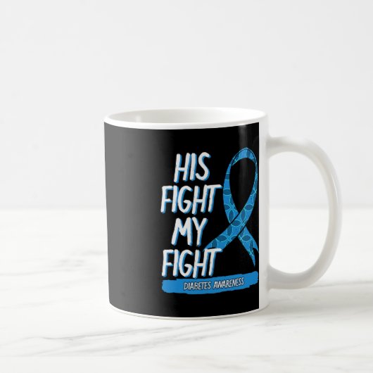 Diabetes Awareness Blue Fight Ribbon DM Diabetic G Koffiemok (Rechts)