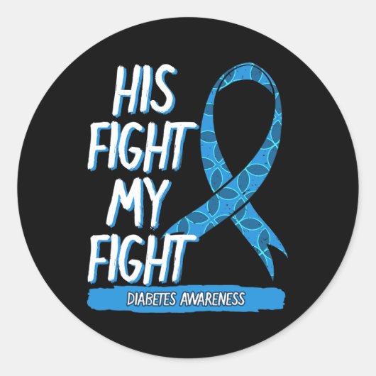 Diabetes Awareness Blue Fight Ribbon DM Diabetic G Ronde Sticker (Voorkant)