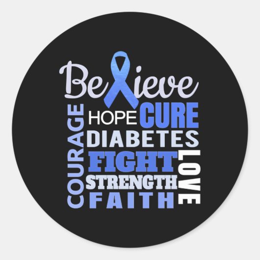 Diabetes Awareness Blue Ribbon Diabetes Ronde Sticker (Voorkant)