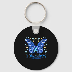 Diabetes Awareness Butterfly Blue Ribbon Support R Sleutelhanger