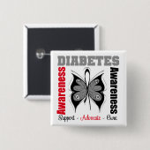 Diabetes Awareness Butterfly Vierkante Button 5,1 Cm (Voorkant /achterkant)