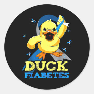 Diabetes Awareness Duck Diabetes voor Mannen Ronde Sticker