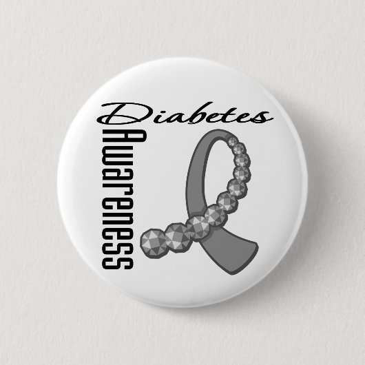 Diabetes Awareness Gemstone Ribbon Ronde Button 5,7 Cm (Voorkant)