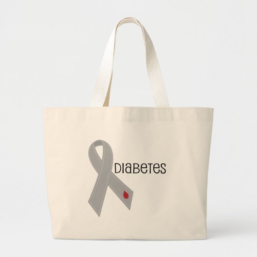 Diabetes Awareness Gray Ribbon Grote Tote Bag (Voorkant)