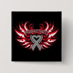 Diabetes Awareness Heart Wings.png Vierkante Button 5,1 Cm