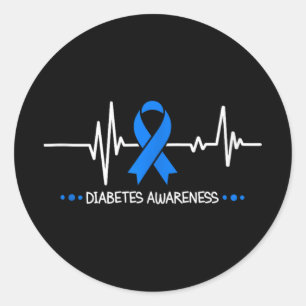 Diabetes Awareness Heartbeat Warrior Survivor Supp Ronde Sticker
