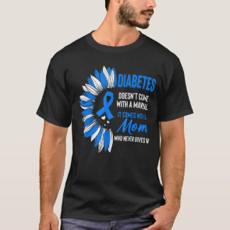 Diabetes Awareness Ma Sunflower Blue Ribbo T-shirt