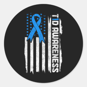 Diabetes Awareness Maand Blauw Lint Type 1 Patrio Ronde Sticker