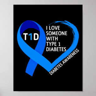 Diabetes Awareness Maand I Love Iemand with Type Poster