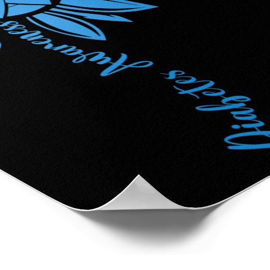 Diabetes Awareness Maand Zonnebloem Blauw Lint Sup Poster (Hoek)