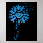 Diabetes Awareness Maand Zonnebloem Blauw Lint Sup Poster (Voorkant)