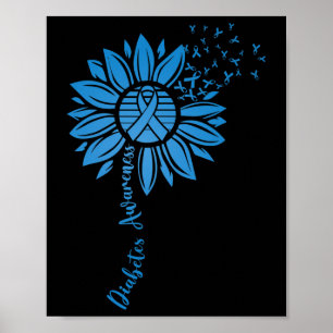Diabetes Awareness Maand Zonnebloem Blauw Lint Sup Poster
