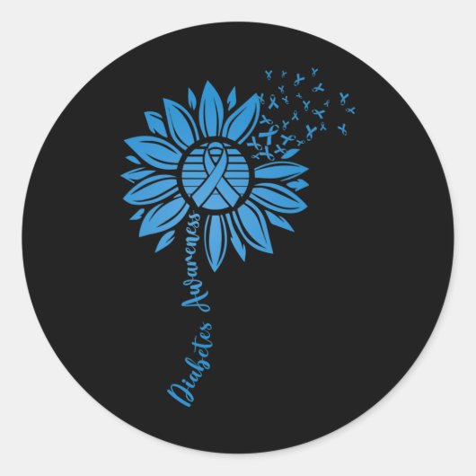 Diabetes Awareness Maand Zonnebloem Blauw Lint Sup Ronde Sticker (Voorkant)
